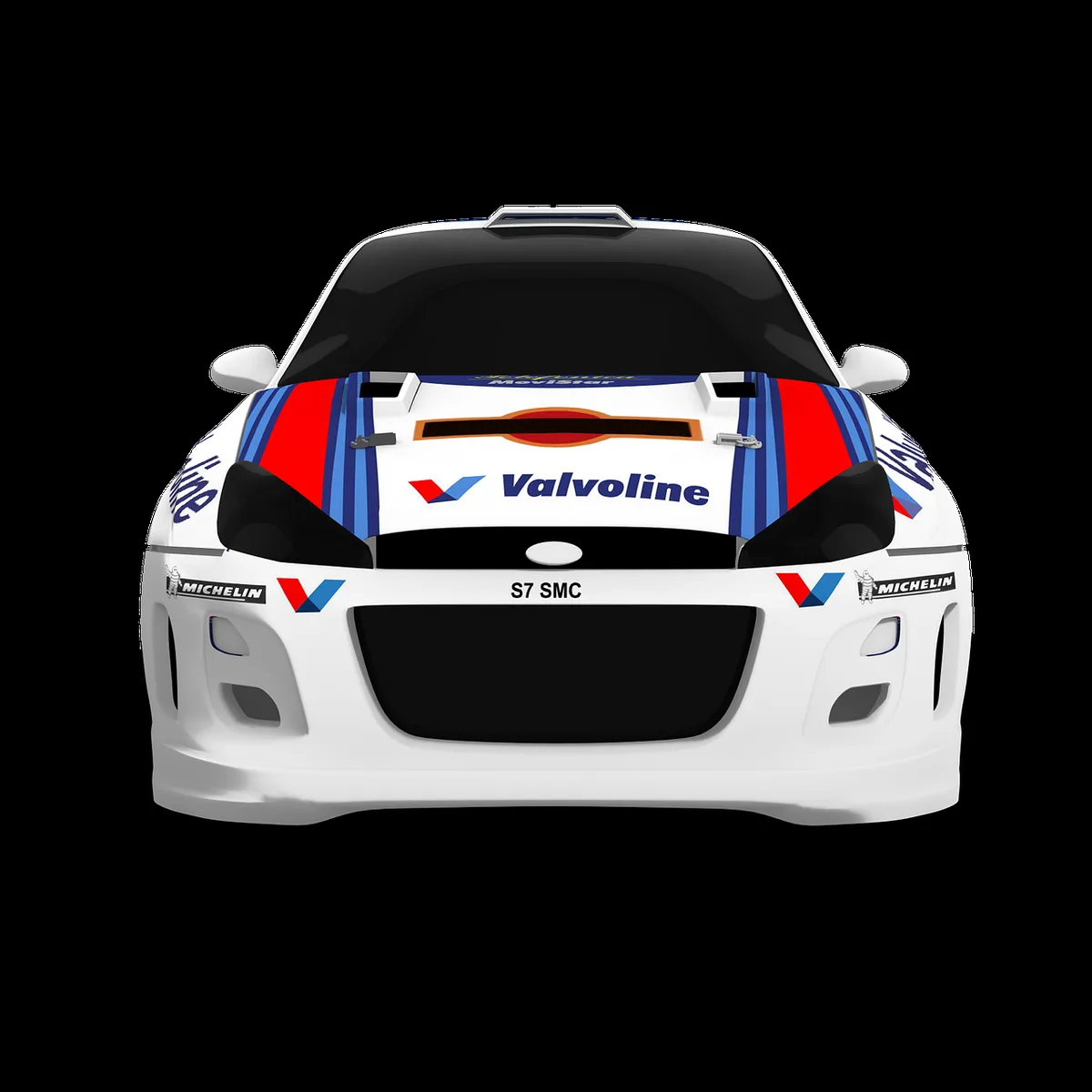 A symbolic close-up of a race car hood with schematic-style white line drawings over a red surface, no logos, no identifiable people